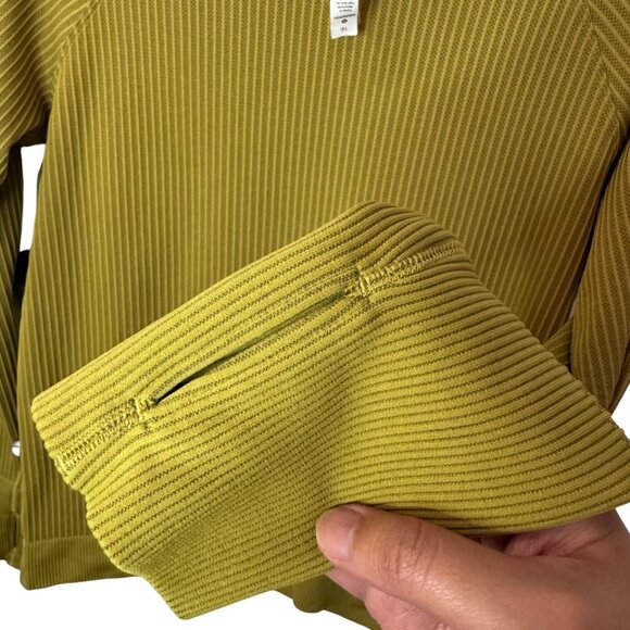 Lululemon yellow green Rest Less ribbed crew neck sweater size 10 - Picture 3 of 4
